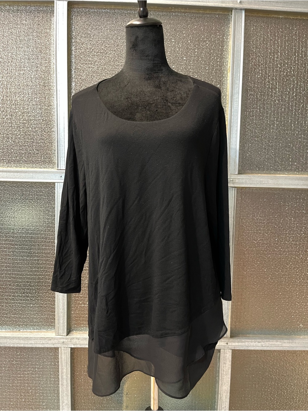 Chico's Black Layered Chiffon-Hem Tunic